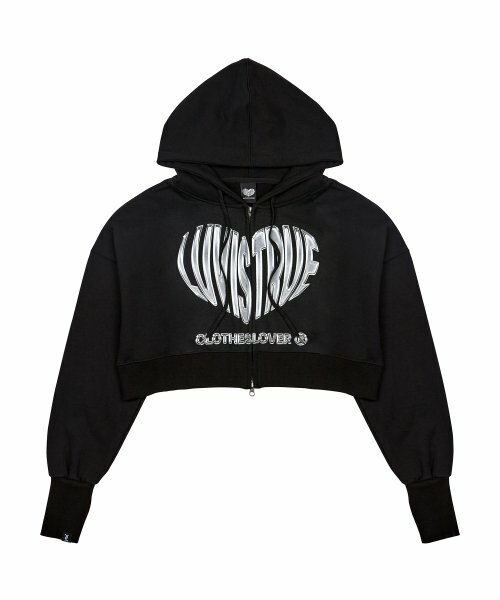 LUVISTRUE - VL 2-WAY CROP HOOD ZIP UP(BLACK)