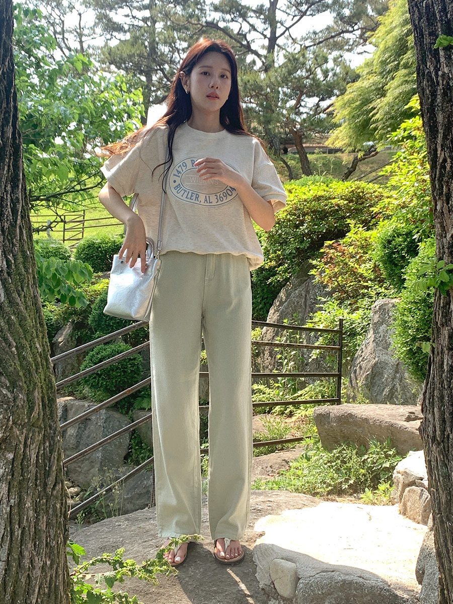 韓國Cherrykoko授權 冷淡風灰染修邊垂感直筒牛仔褲