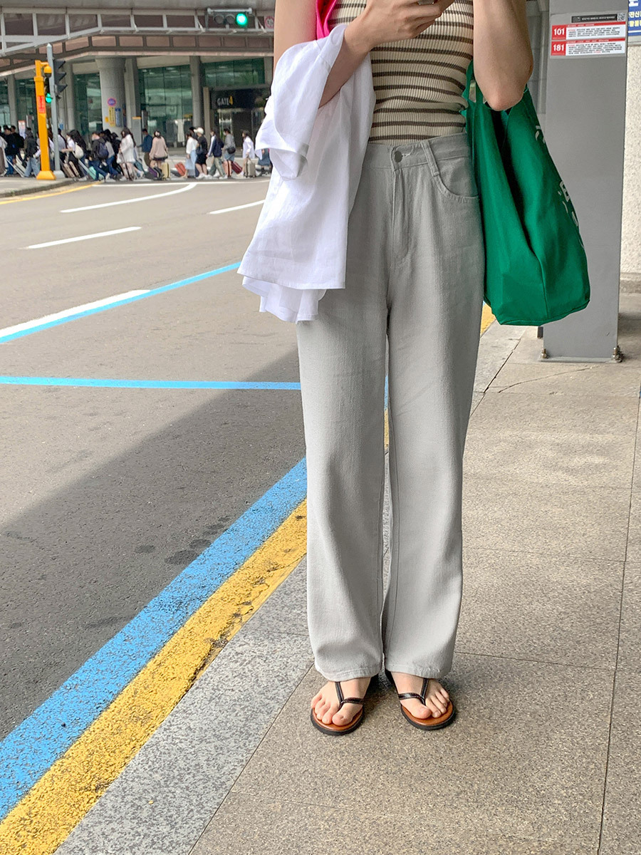 韓國Cherrykoko授權 冷淡風灰染修邊垂感直筒牛仔褲