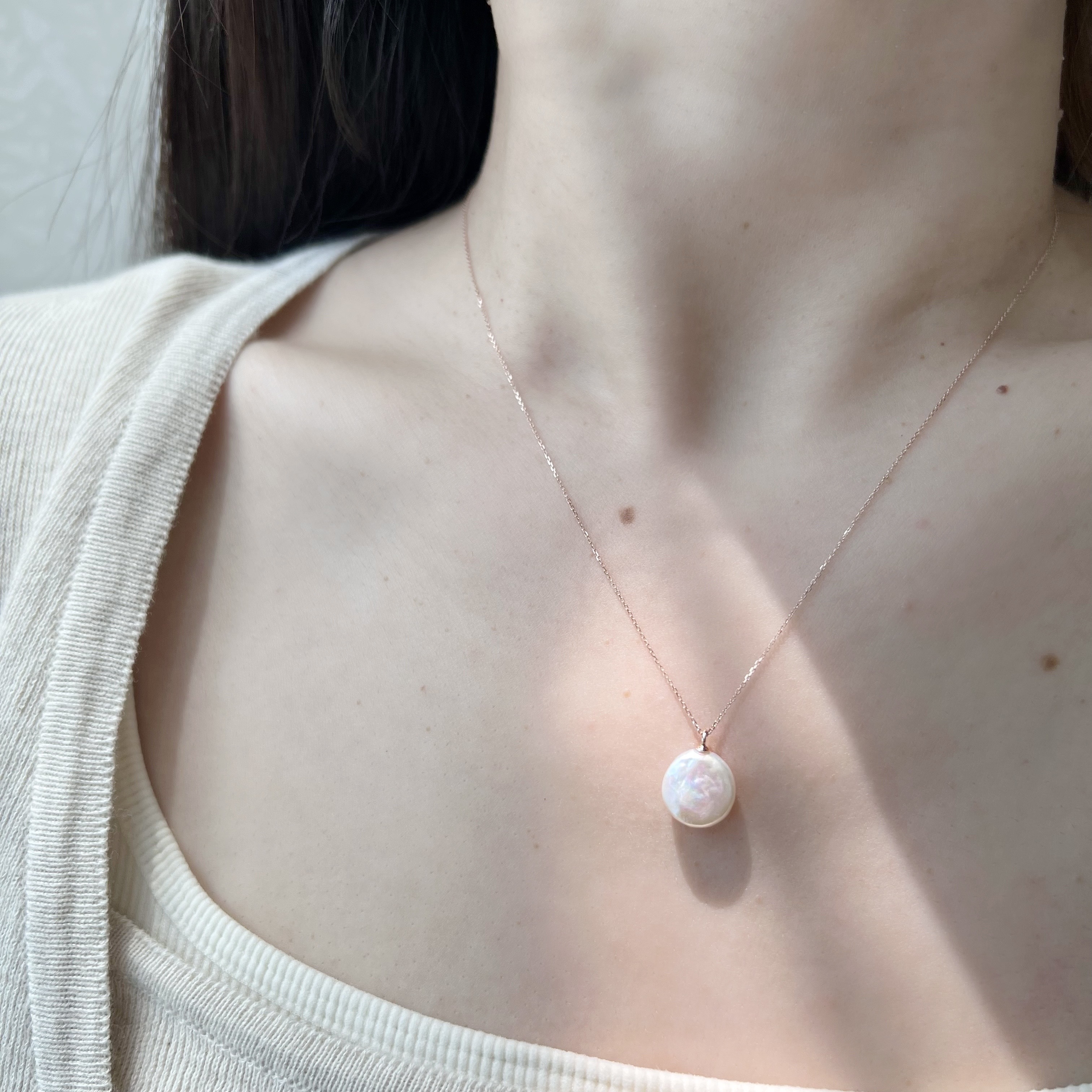 14K圓形母貝項鍊