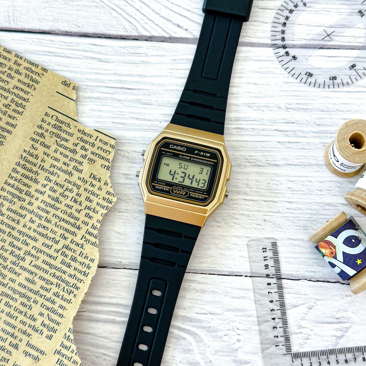 【CASIO 卡西歐】經典方形復古運動電子錶 F-91WM-9A 35.2mm 現代鐘錶