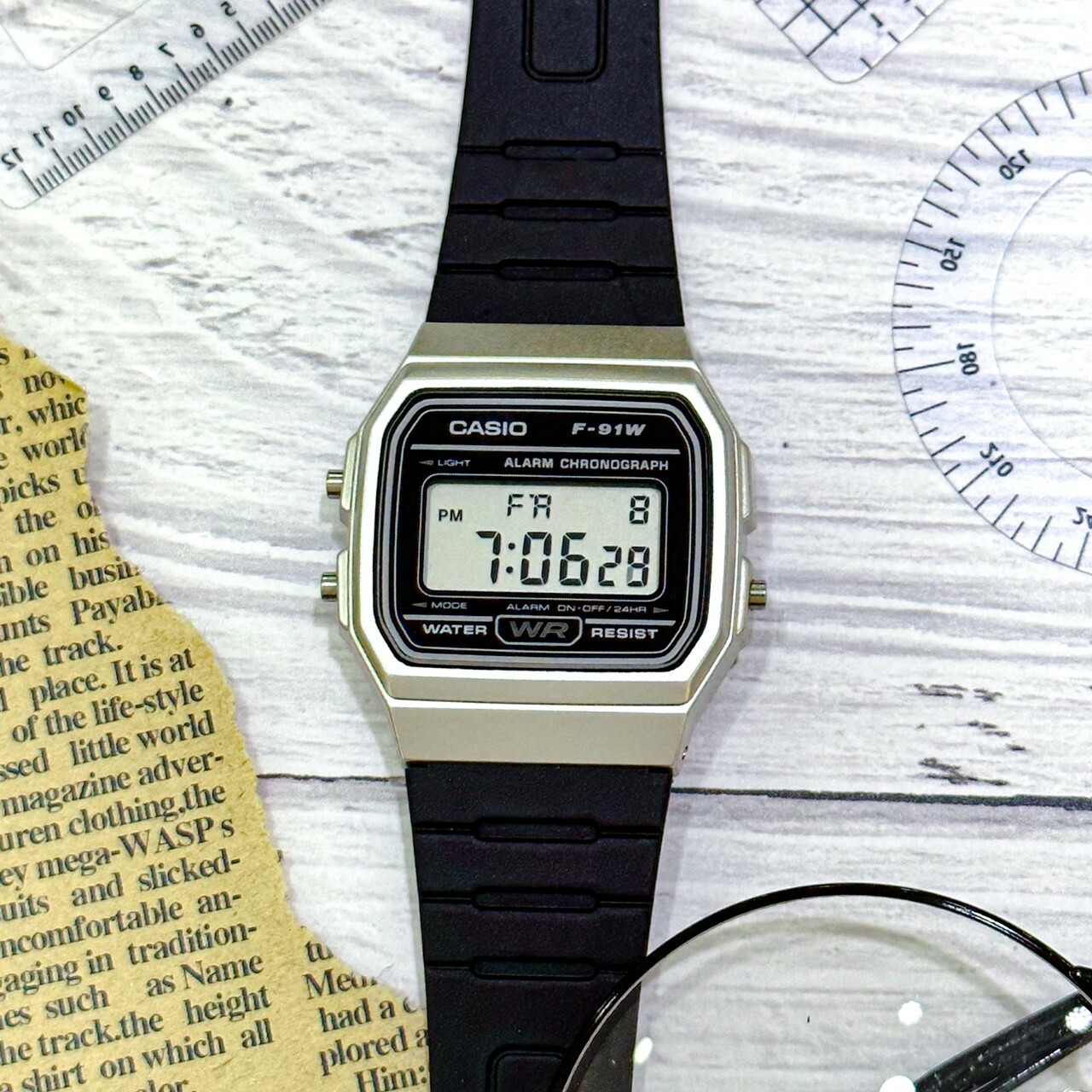 【CASIO 卡西歐】經典方形復古運動電子錶 F-91WM-7A 35.2mm 現代鐘錶