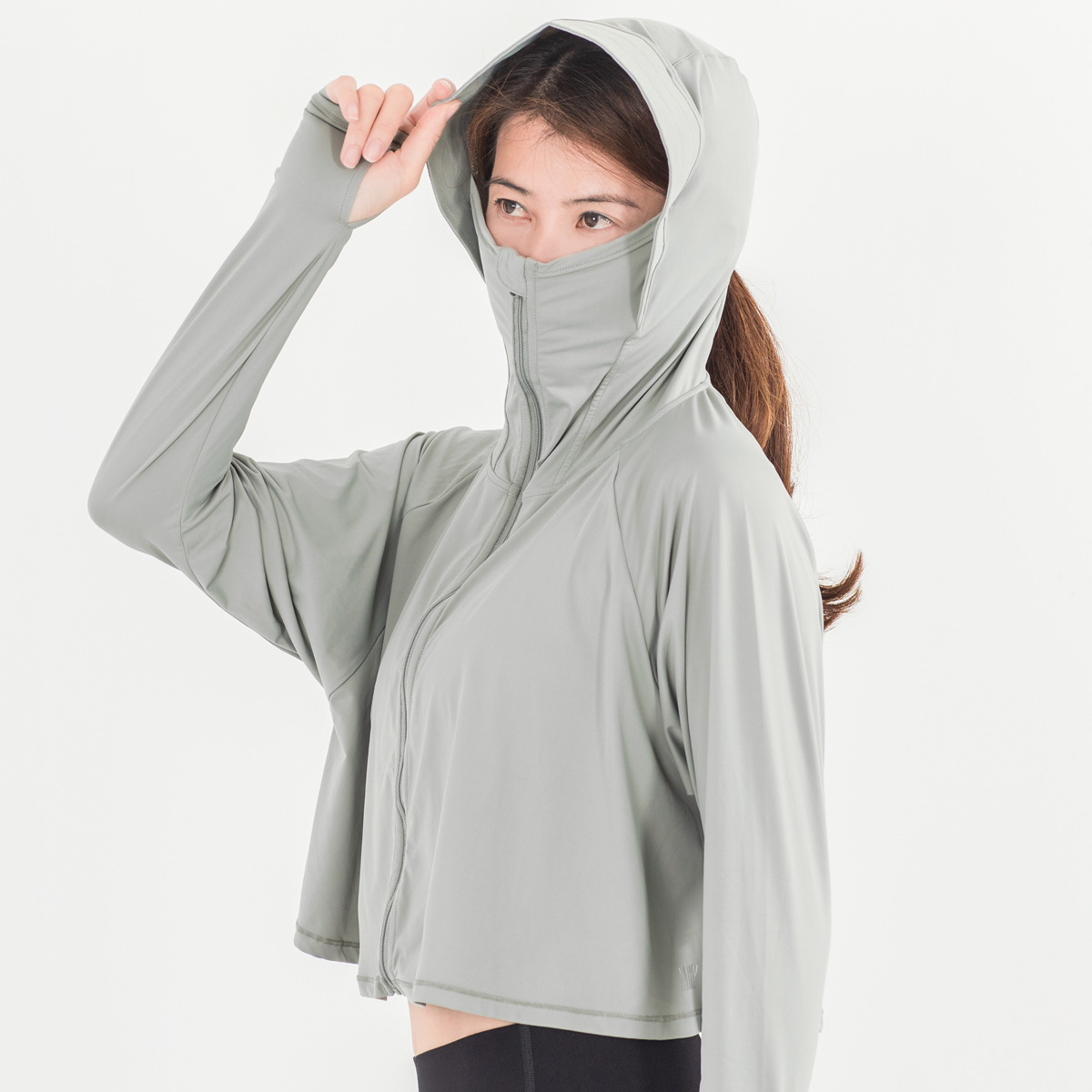 披風連帽涼感外套 灰