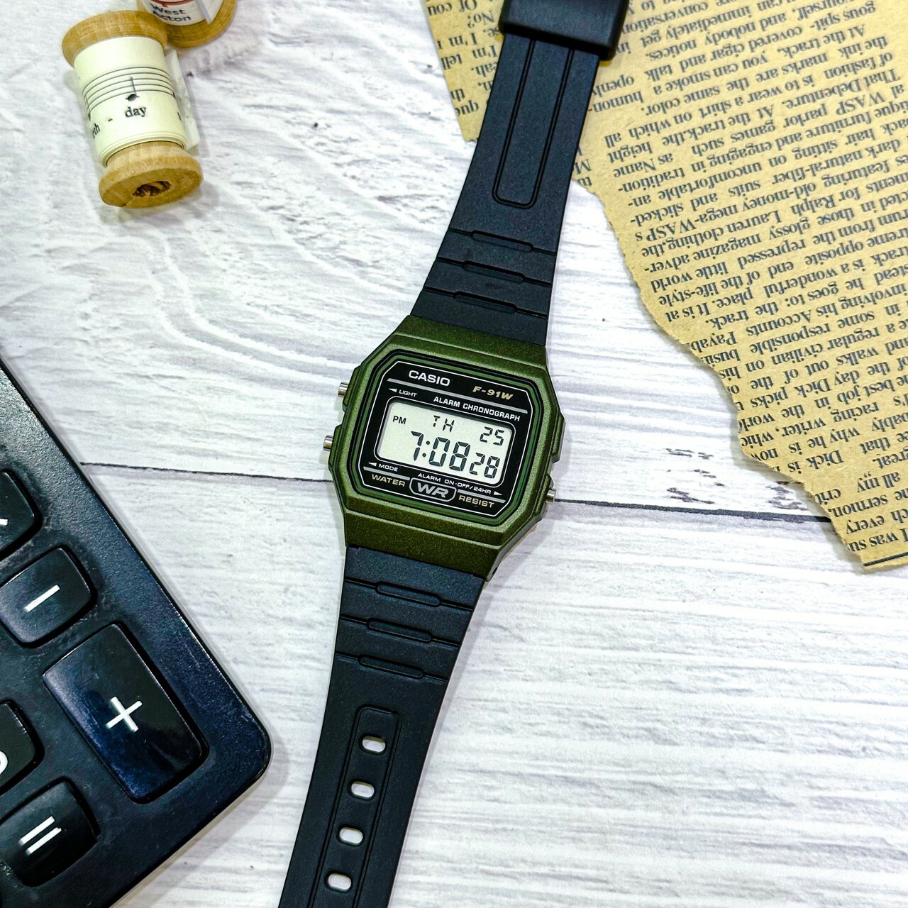 【CASIO 卡西歐】經典方形復古運動電子錶 F-91WM-3A 35.2mm 現代鐘錶