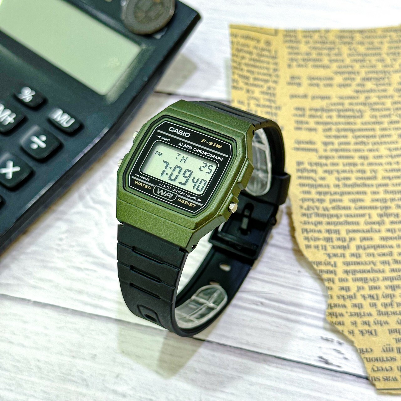 【CASIO 卡西歐】經典方形復古運動電子錶 F-91WM-3A 35.2mm 現代鐘錶