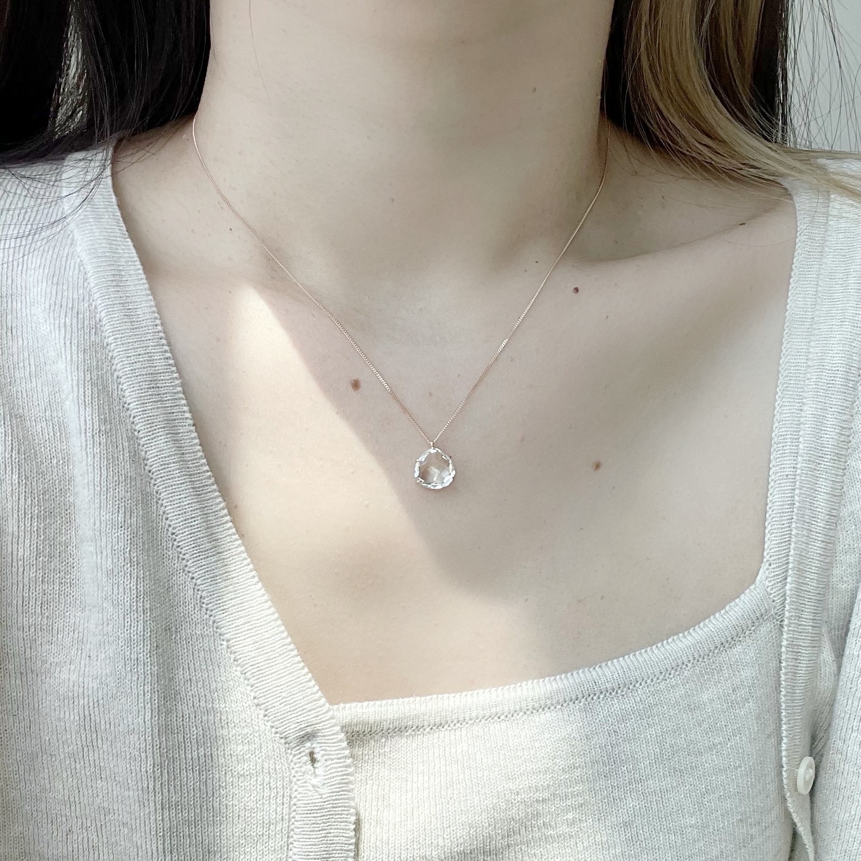 14K大飯糰白水晶項鍊