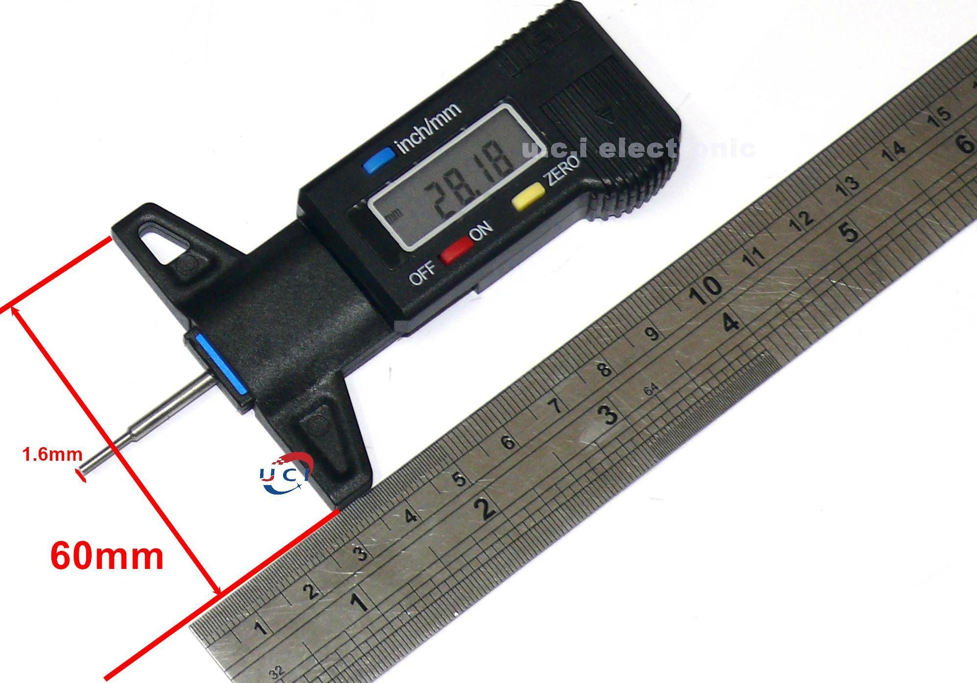 【UCI電子】 (中) 深度卡尺 電子數顯卡尺 輪胎花紋胎面深度計 高精度安全胎紋檢測0-25mm 深度尺