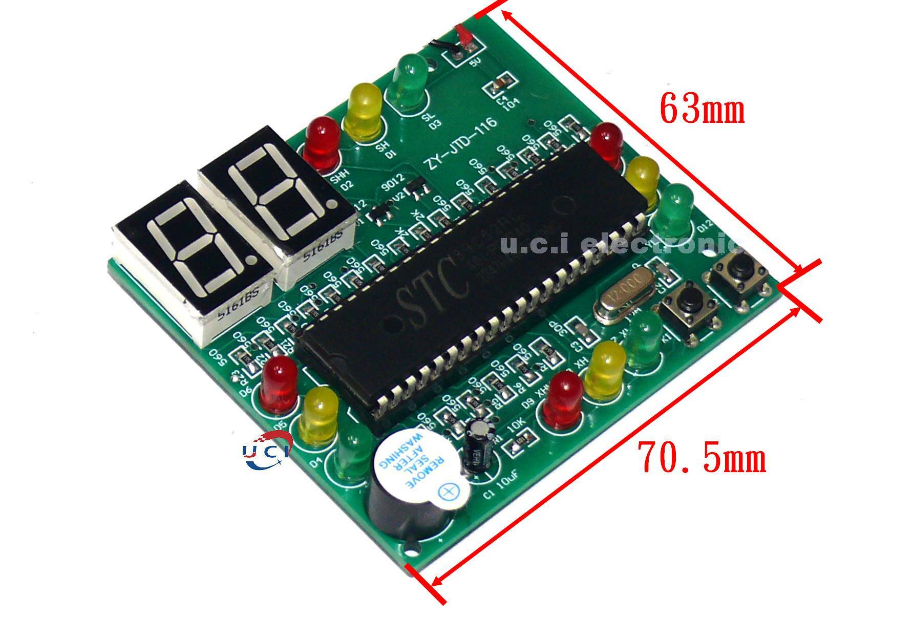 【UCI電子】 (中) DIY交通燈  DC5V 51單片機交通燈製作套件信號燈DIY組裝散件