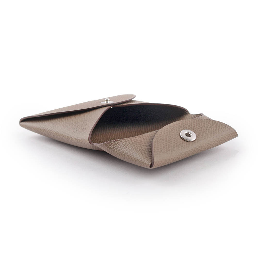 【HERMES】Bastia Epsom皮 方形釦式零錢包(象灰色)