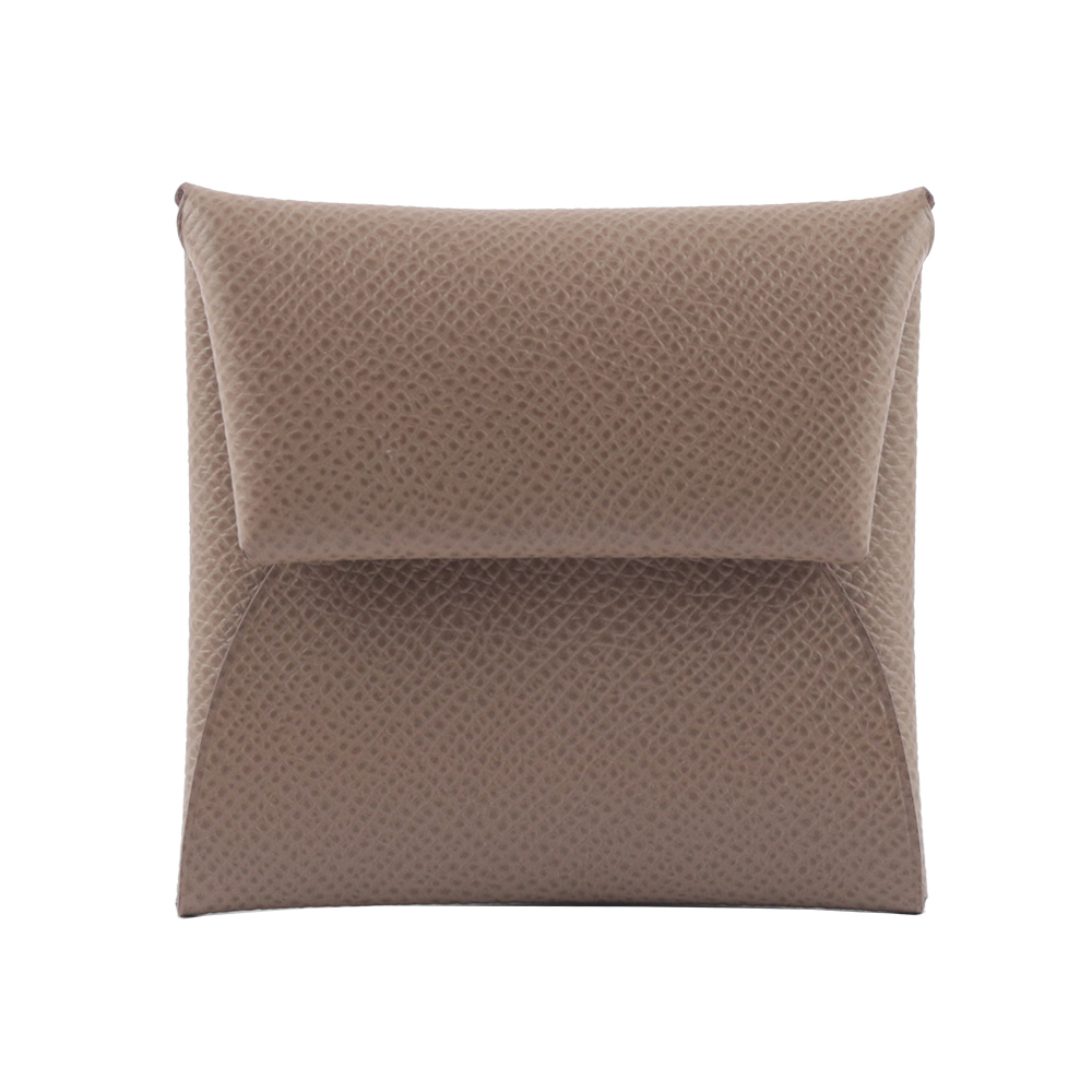 【HERMES】Bastia Epsom皮 方形釦式零錢包(象灰色)