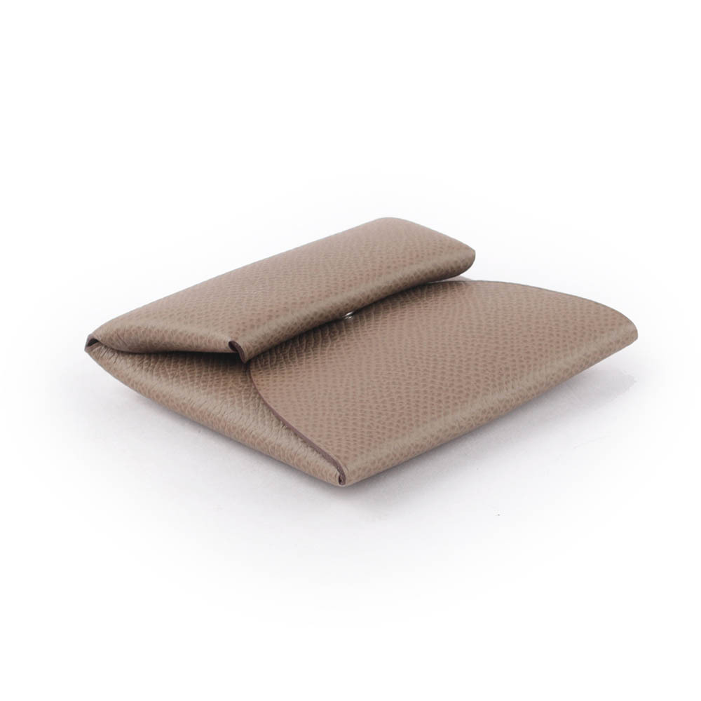 【HERMES】Bastia Epsom皮 方形釦式零錢包(象灰色)