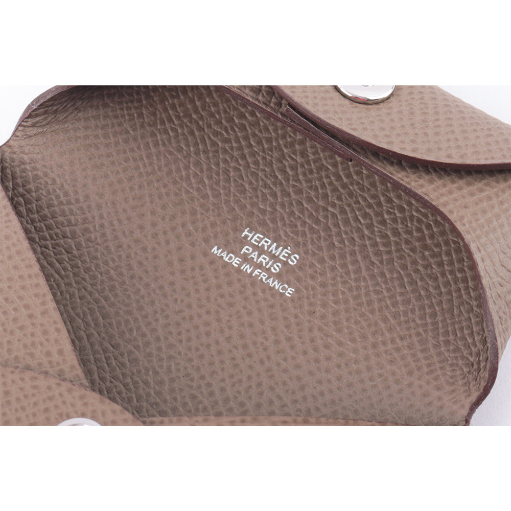 【HERMES】Bastia Epsom皮 方形釦式零錢包(象灰色)
