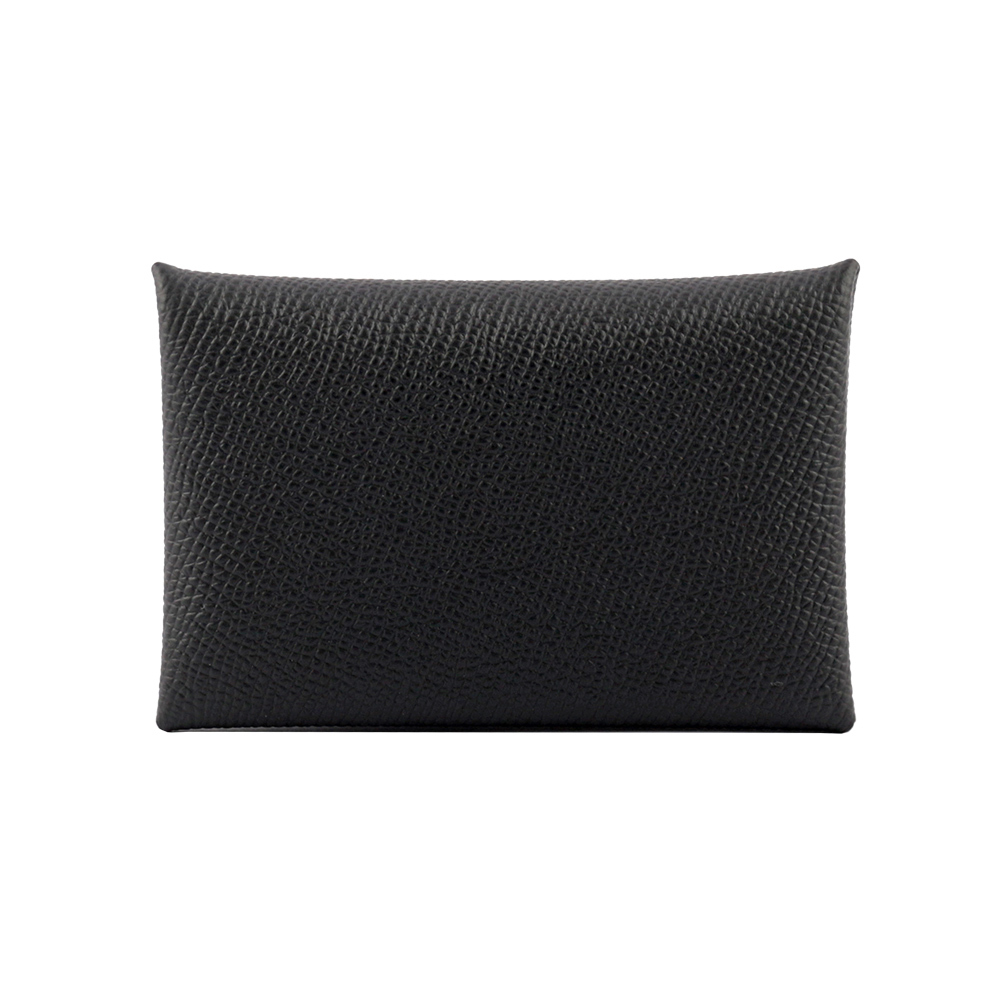 【HERMES】Calvi Epsom皮釦式名片/卡片夾(黑色)