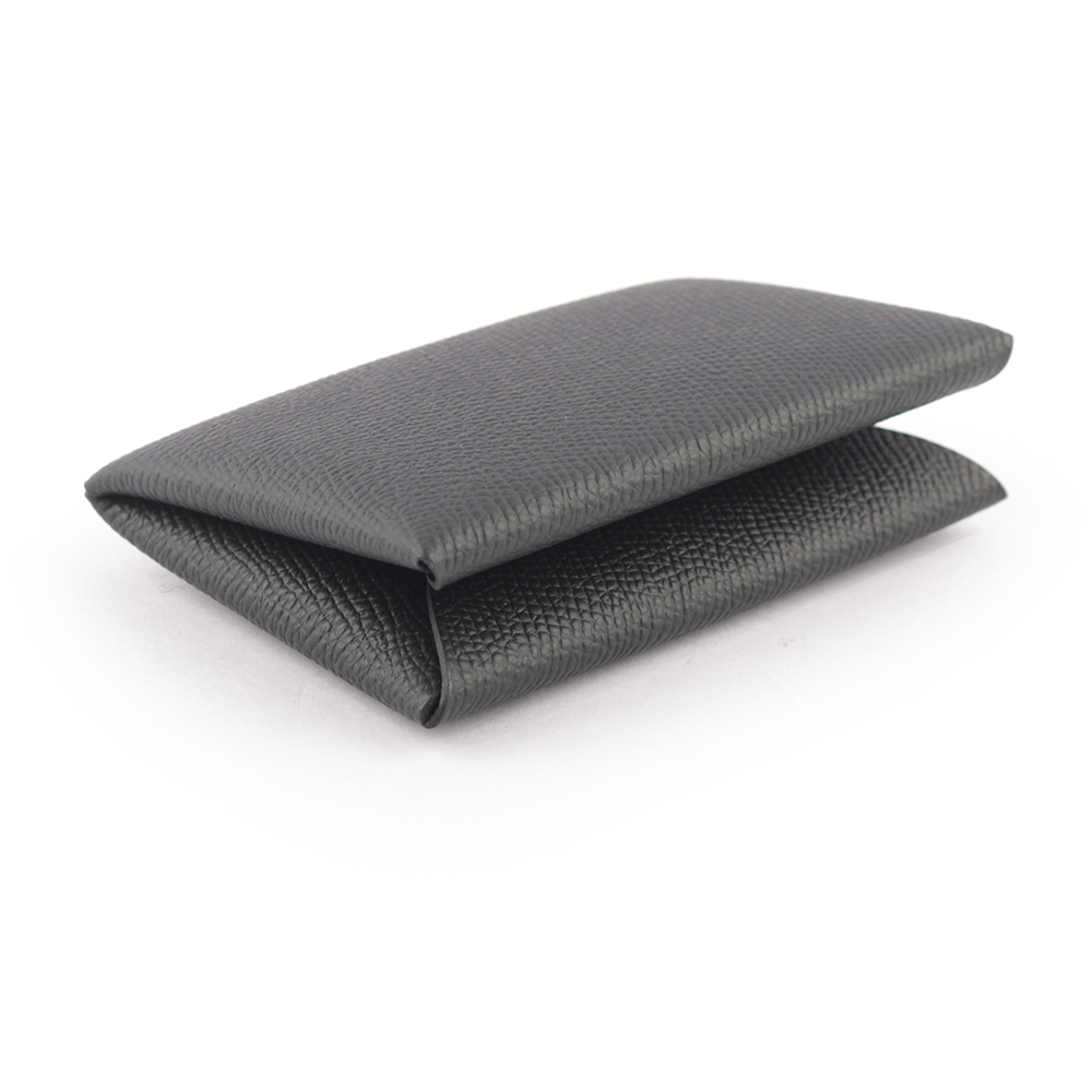 【HERMES】Calvi Epsom皮釦式名片/卡片夾(黑色)