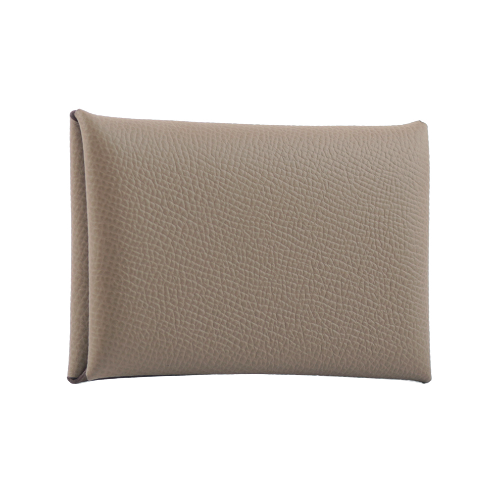 【HERMES】Calvi Epsom皮釦式名片/卡片夾(大象灰)