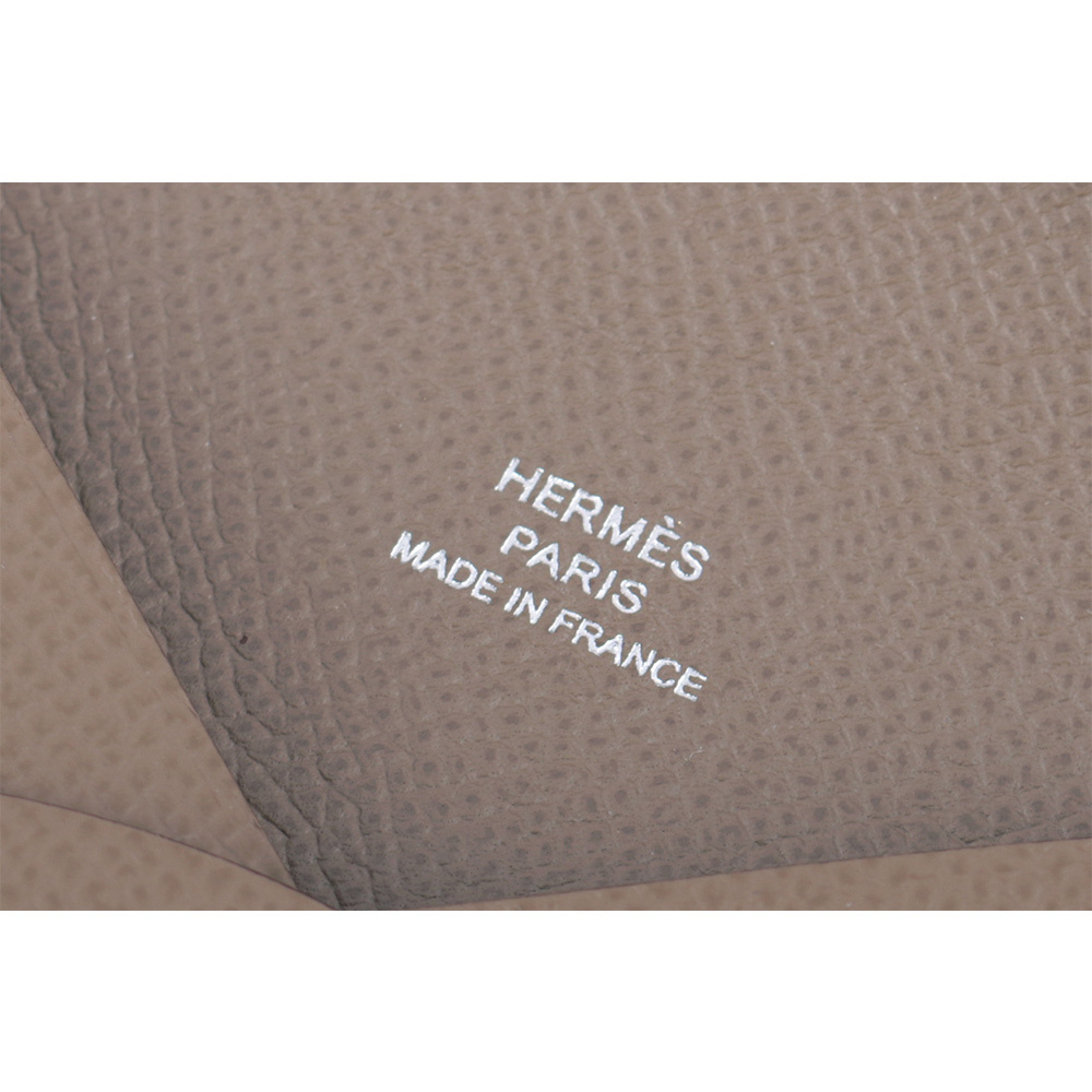 【HERMES】Calvi Epsom皮釦式名片/卡片夾(大象灰)