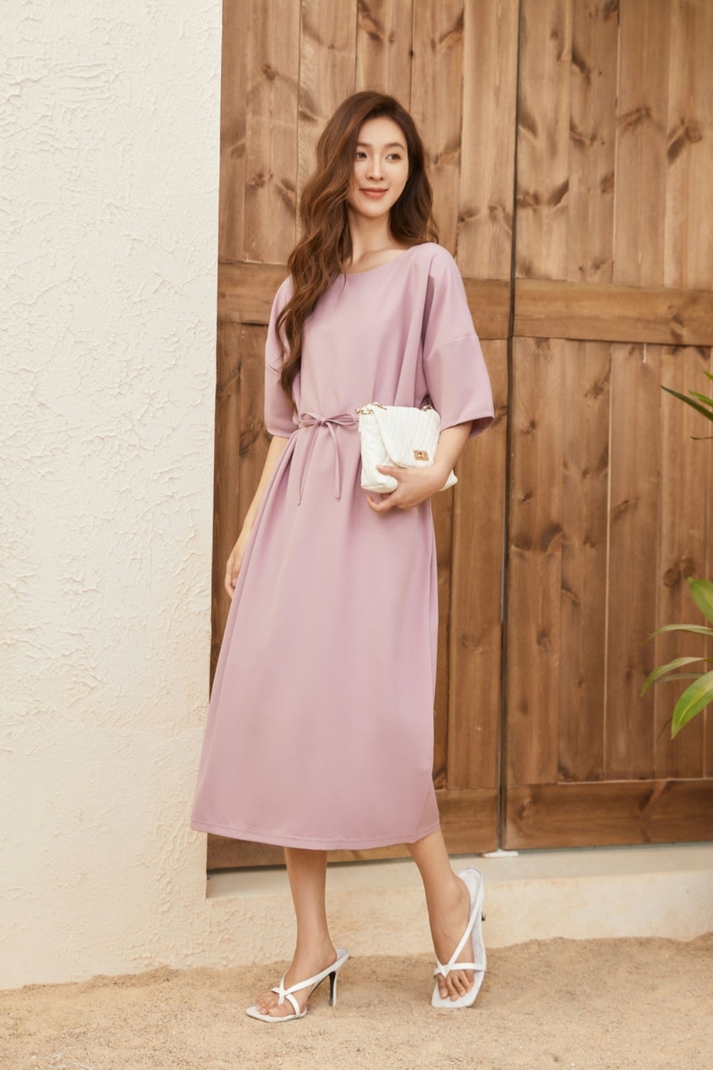 【恬然系列】氣質澎澎袖綁帶長洋-4色