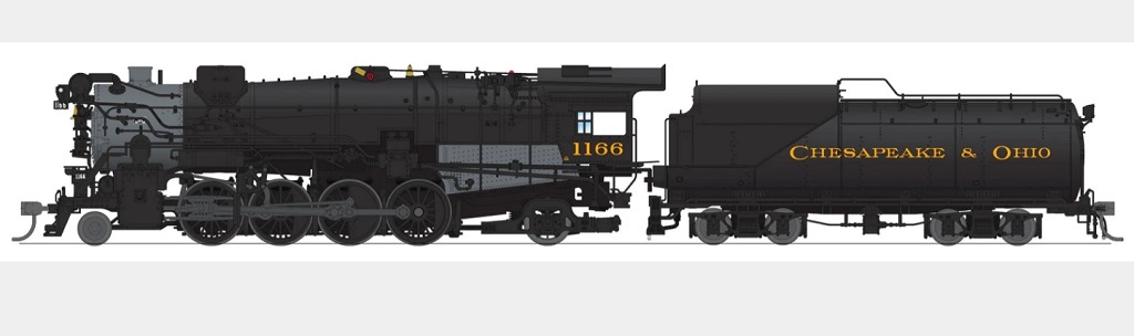 BLI 7596 HO規 CHESAPEAKE & OHIO K-2 MIKADO, #1166  數位音效冒煙蒸汽車