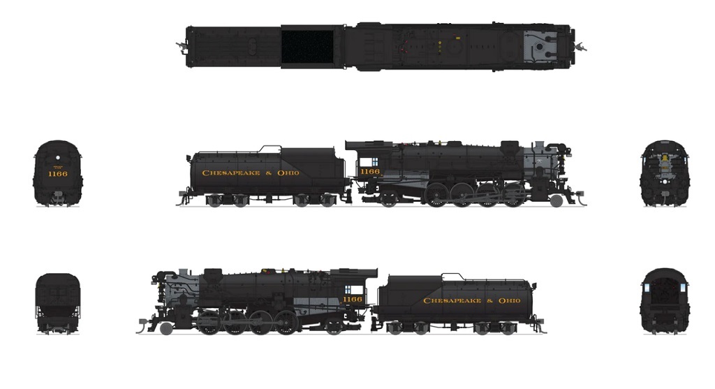 BLI 7596 HO規 CHESAPEAKE & OHIO K-2 MIKADO, #1166  數位音效冒煙蒸汽車