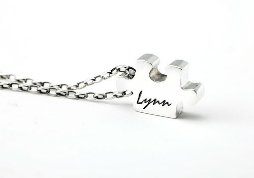 訂製姓名項鍊 拼圖 純銀項鍊 可愛字牌 C