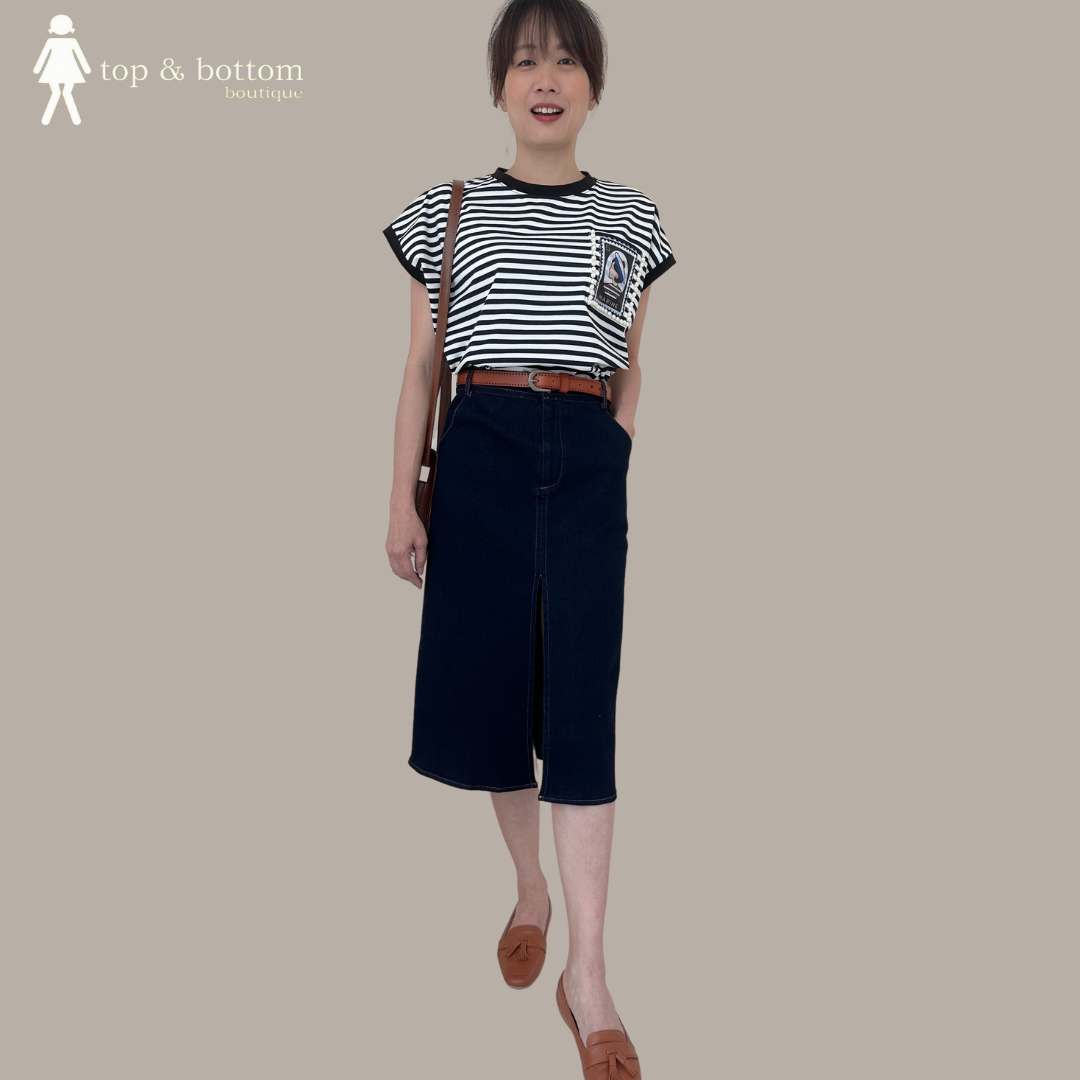 DENIM SLIT PENCIL SKIRT