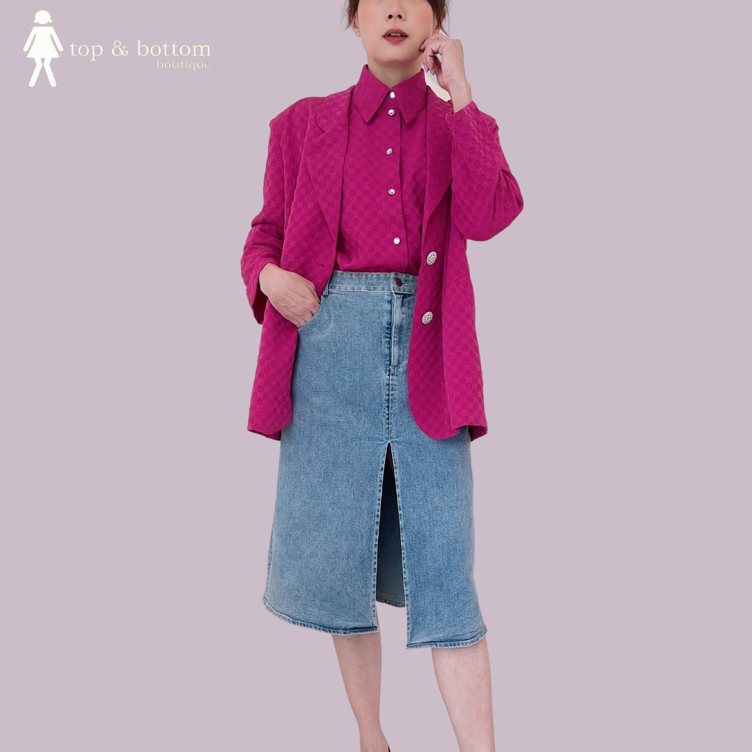 DENIM SLIT PENCIL SKIRT