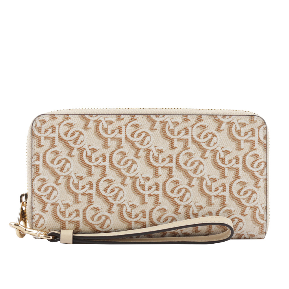 【COACH】Monogram 塗層帆布附提把ㄇ形拉鍊長夾