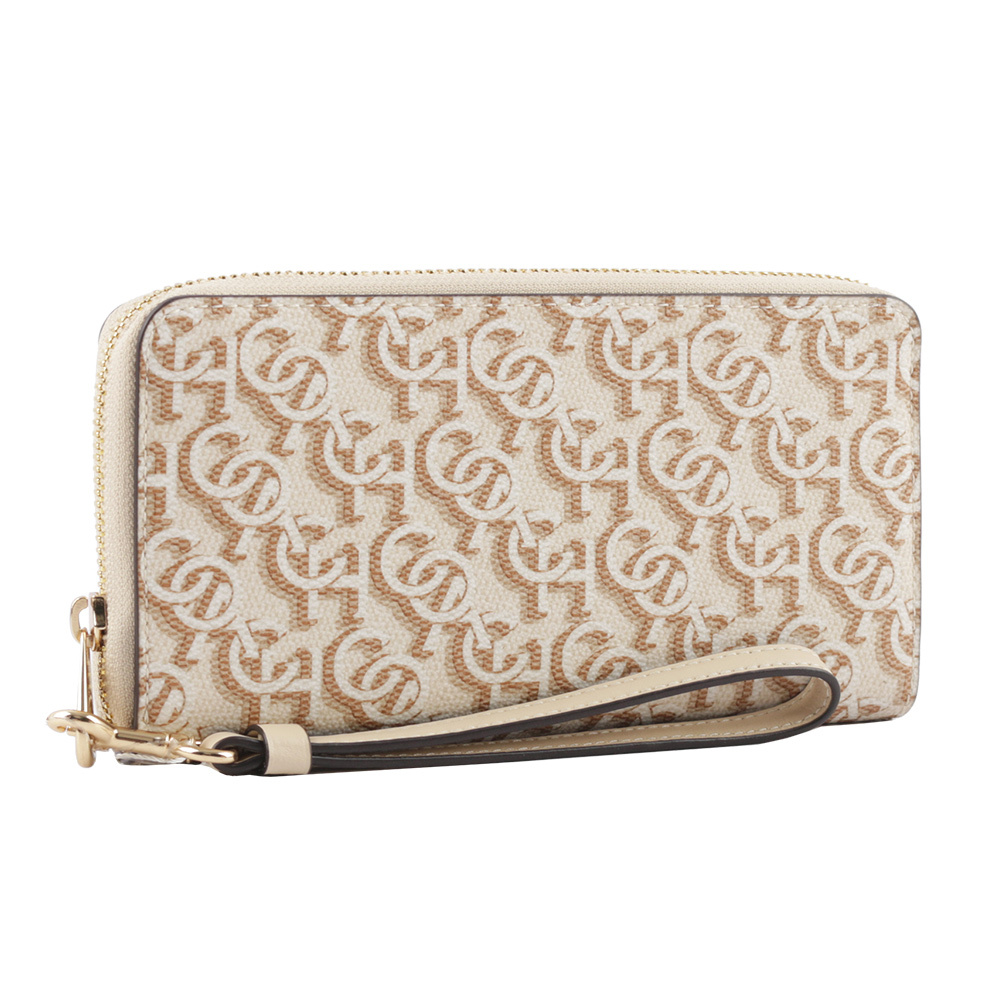 【COACH】Monogram 塗層帆布附提把ㄇ形拉鍊長夾