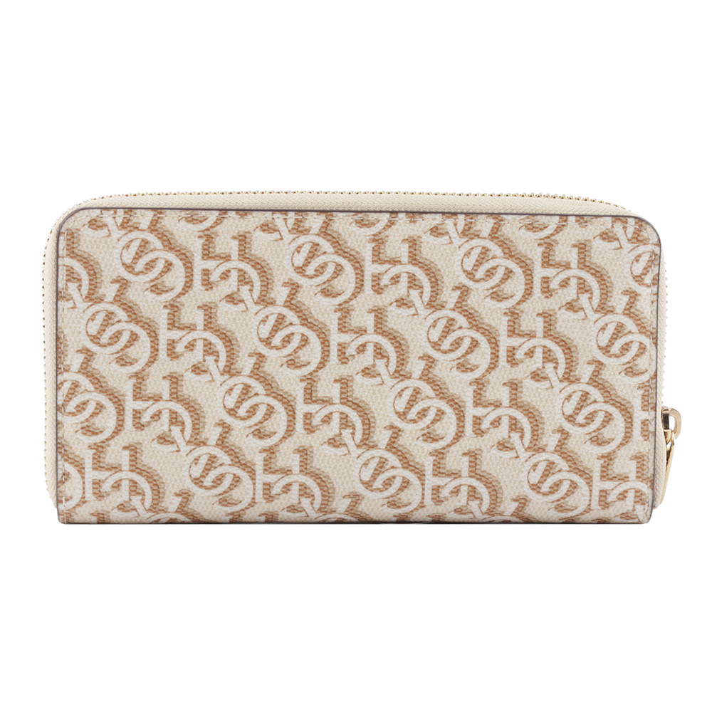 【COACH】Monogram 塗層帆布附提把ㄇ形拉鍊長夾(白色)