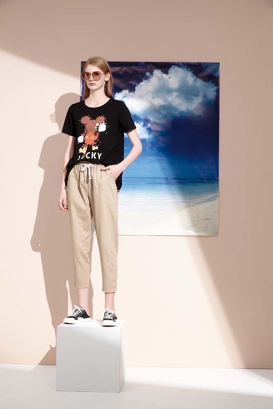 舒適休閒綁繩造型棉質九分褲S6211