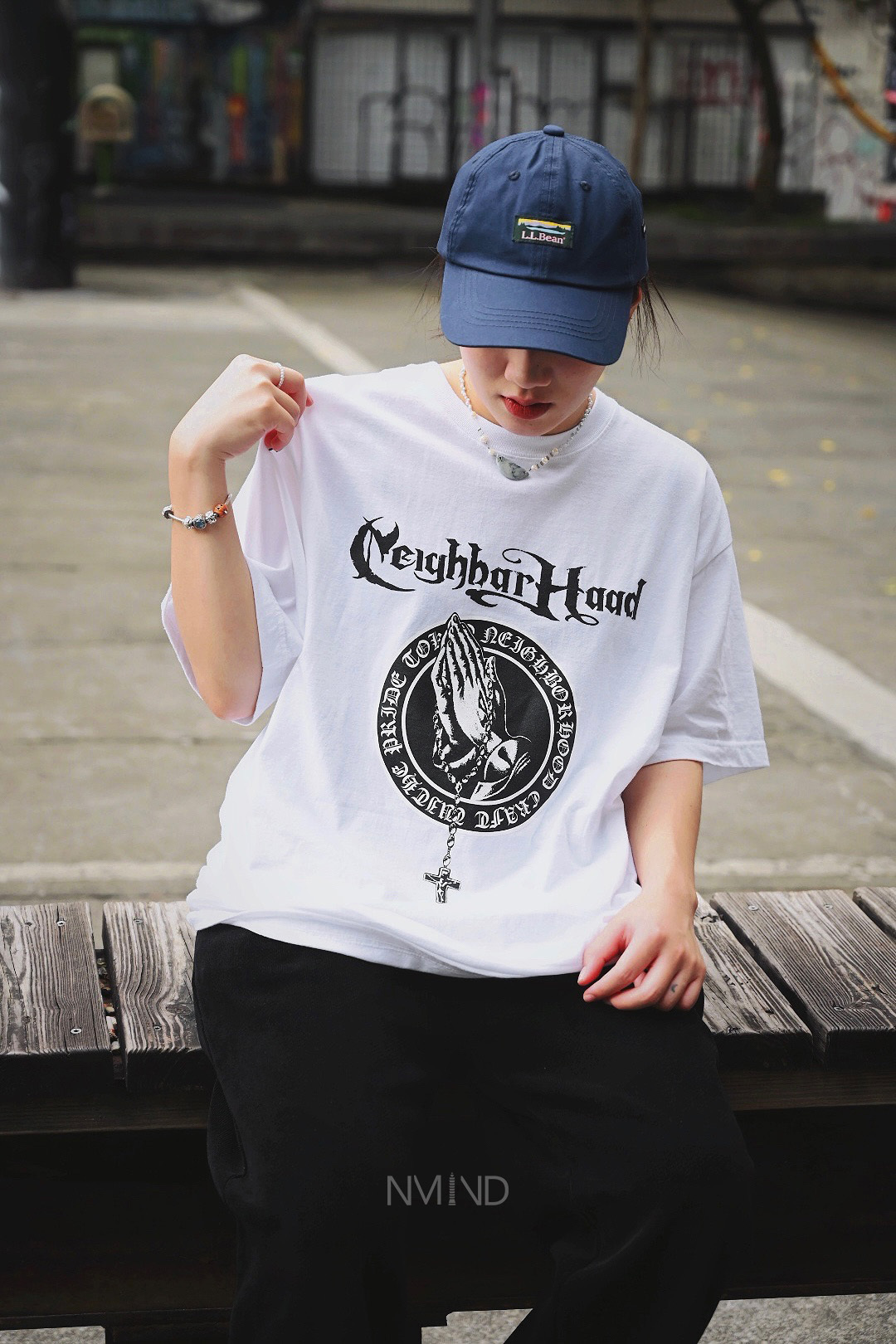 <快速出貨> Neighborhood Logo圈標 祈禱手 短踢 白