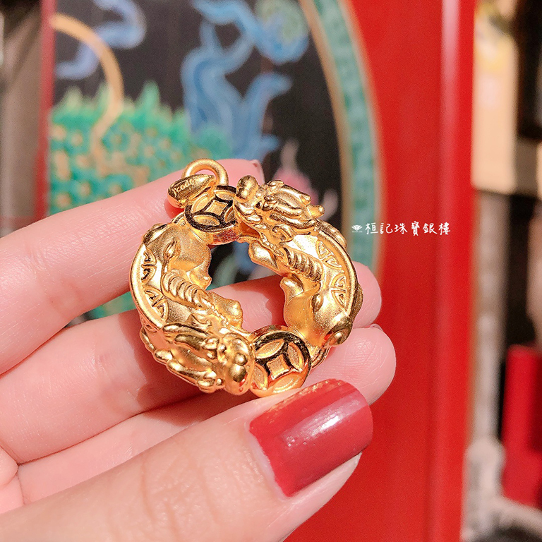 運轉錢坤貔貅 黃金墜子/編織金手鍊