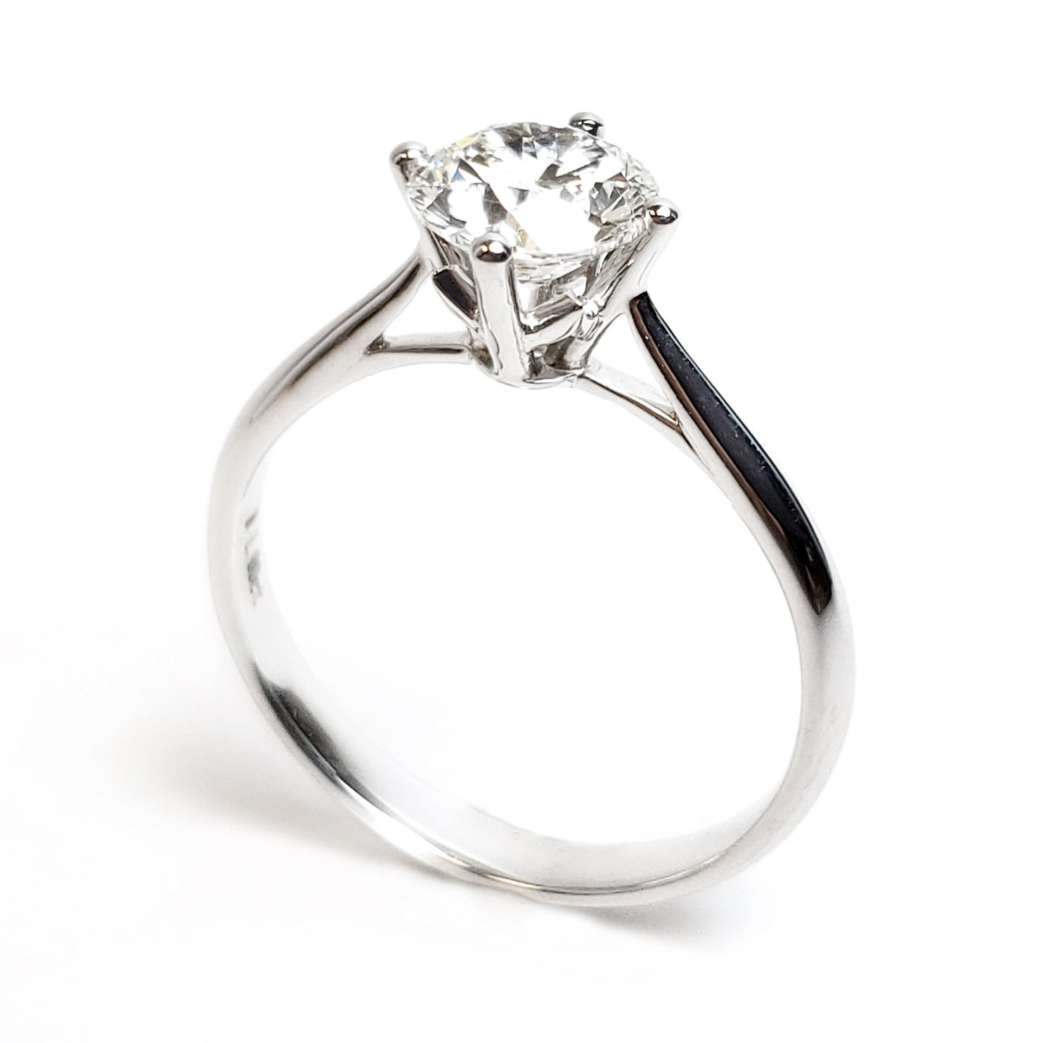 18K 白金四爪十字幼臂戒指托 (RS07H4011)