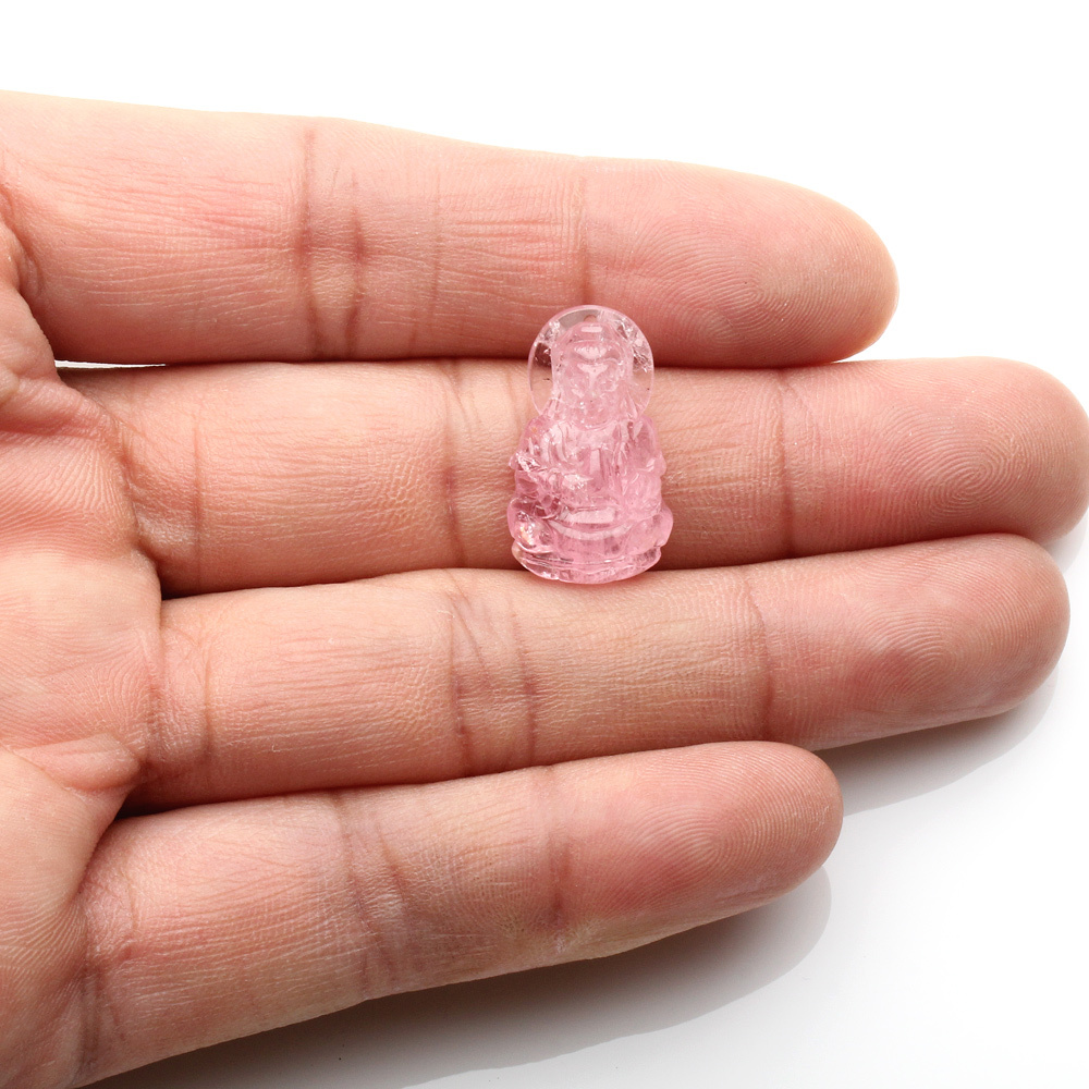 【雅紅珠寶】天然粉碧璽項鍊-迷你觀世音菩薩-N0366