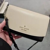 [S] KATE SPADE WLR00635 STACI COLORBLOCK SAFFIANO SMALL FLAP CROSSBODY,WARM BEIGE MULTI, 767883218143 (SKS628)