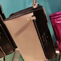 [S] KATE SPADE K6122 STACI COLORBLOCK SAFFIANO LEATHER DOUBLE ZIP WRISTLET,WARM BEIGE, 196021022531 (SKS631)