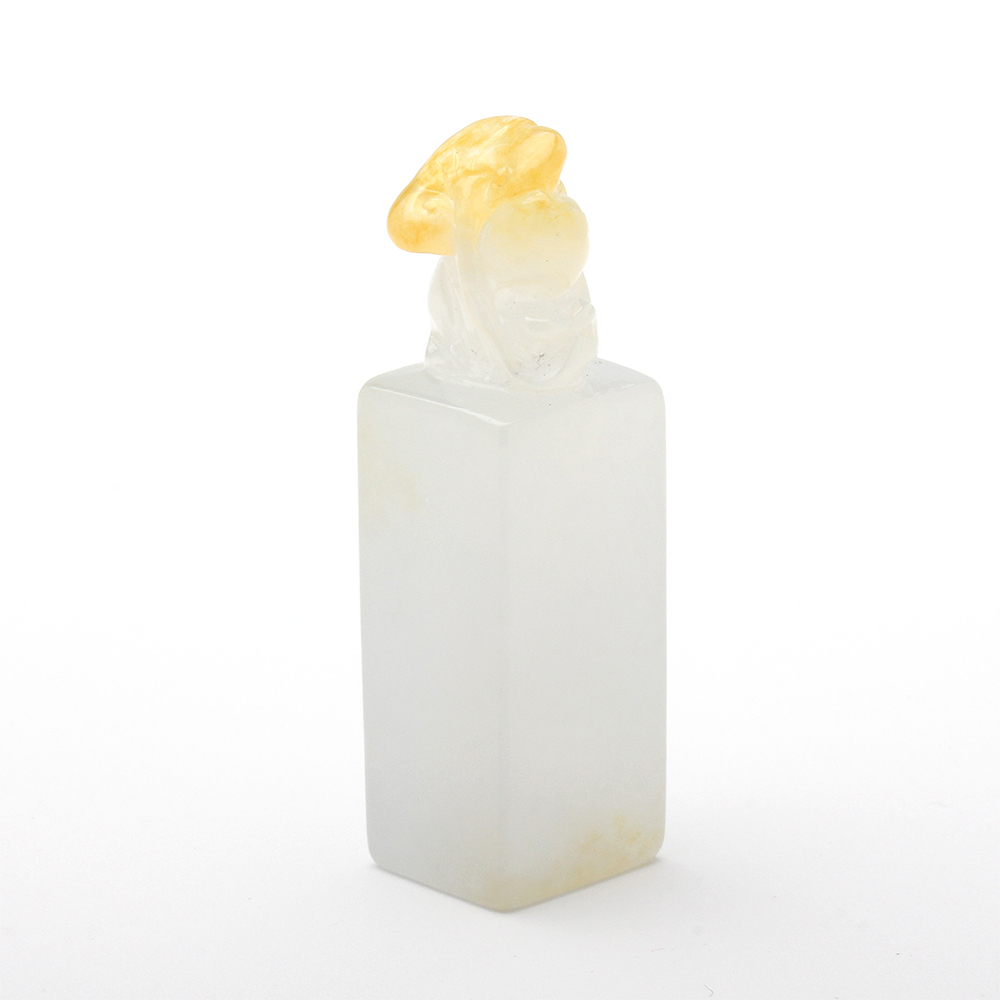 【雅紅珠寶】天然冰種白翡翠開運印鑑-鼠來寶-鼠-元寶-靈芝-O0043