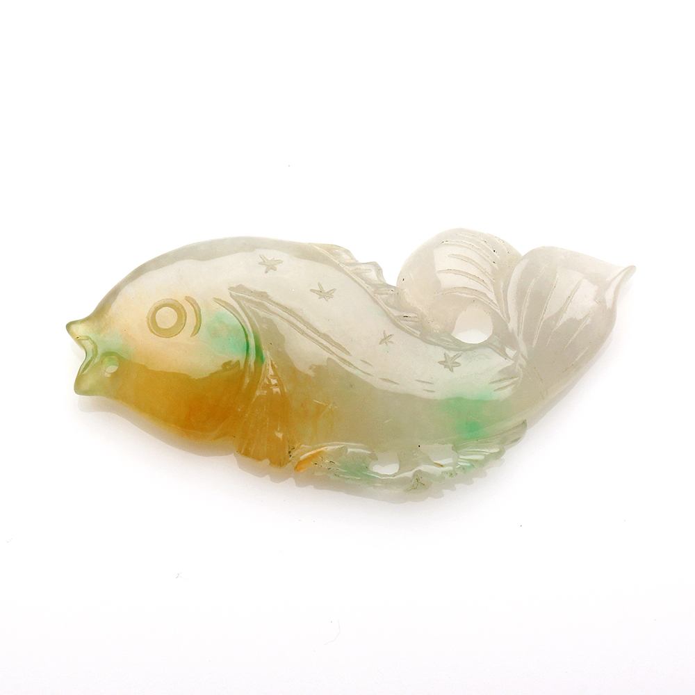 【雅紅珠寶】天然三彩翡翠玉項鍊-魚躍龍門-N0371