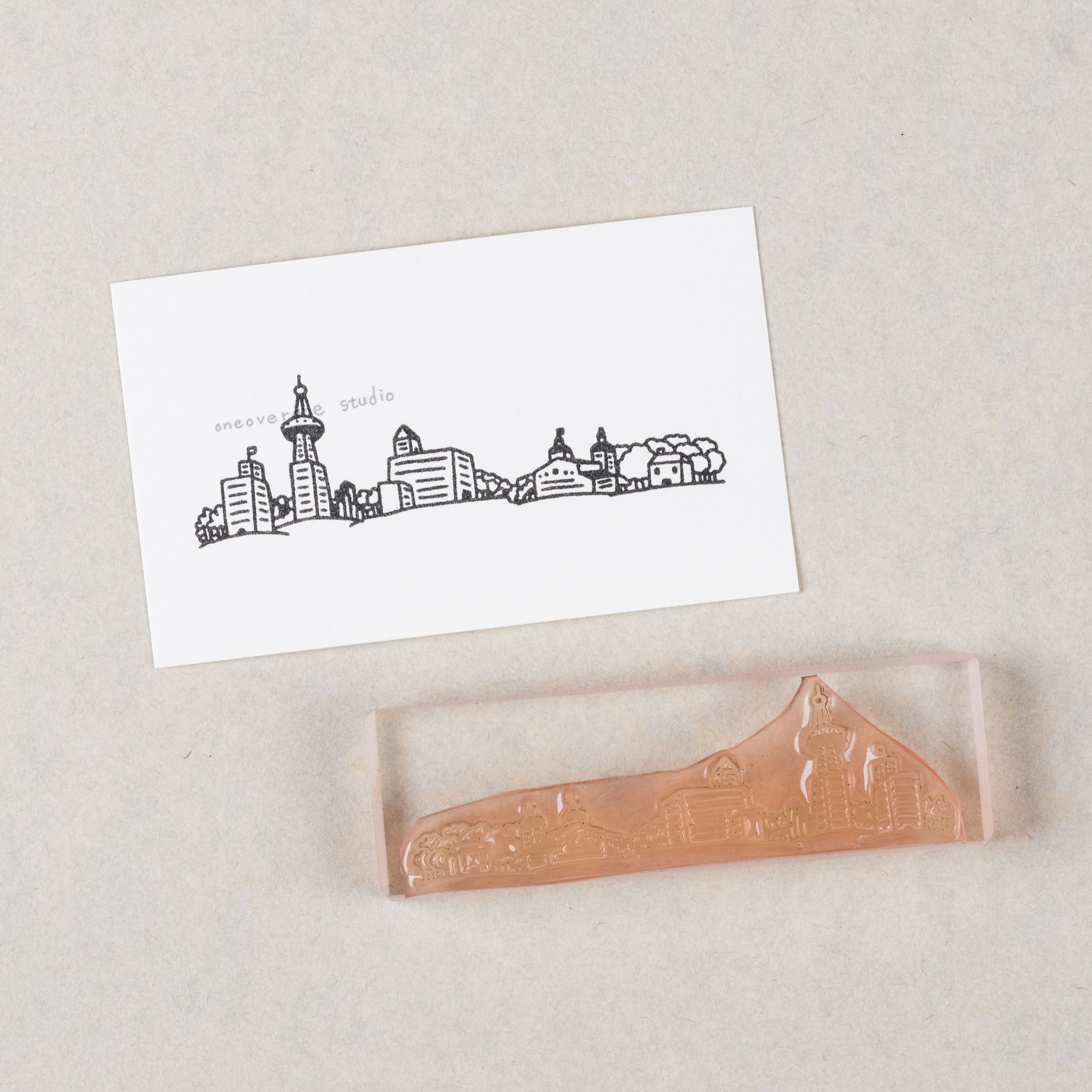 旅途風景01 較現代的都市  膠版印章 /一分之一工作室/TAIWAN