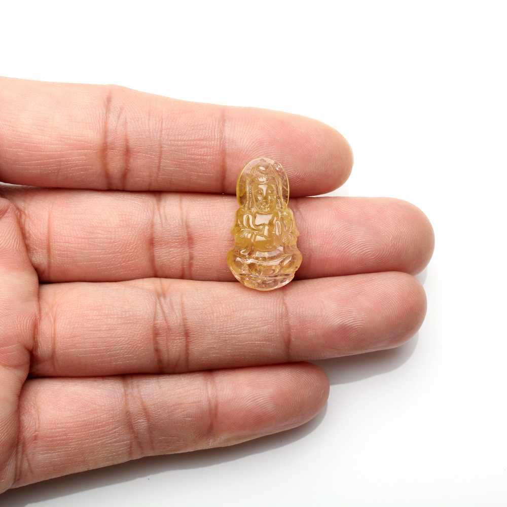 【雅紅珠寶】天然金黃碧璽項鍊-迷你觀世音菩薩-N0372