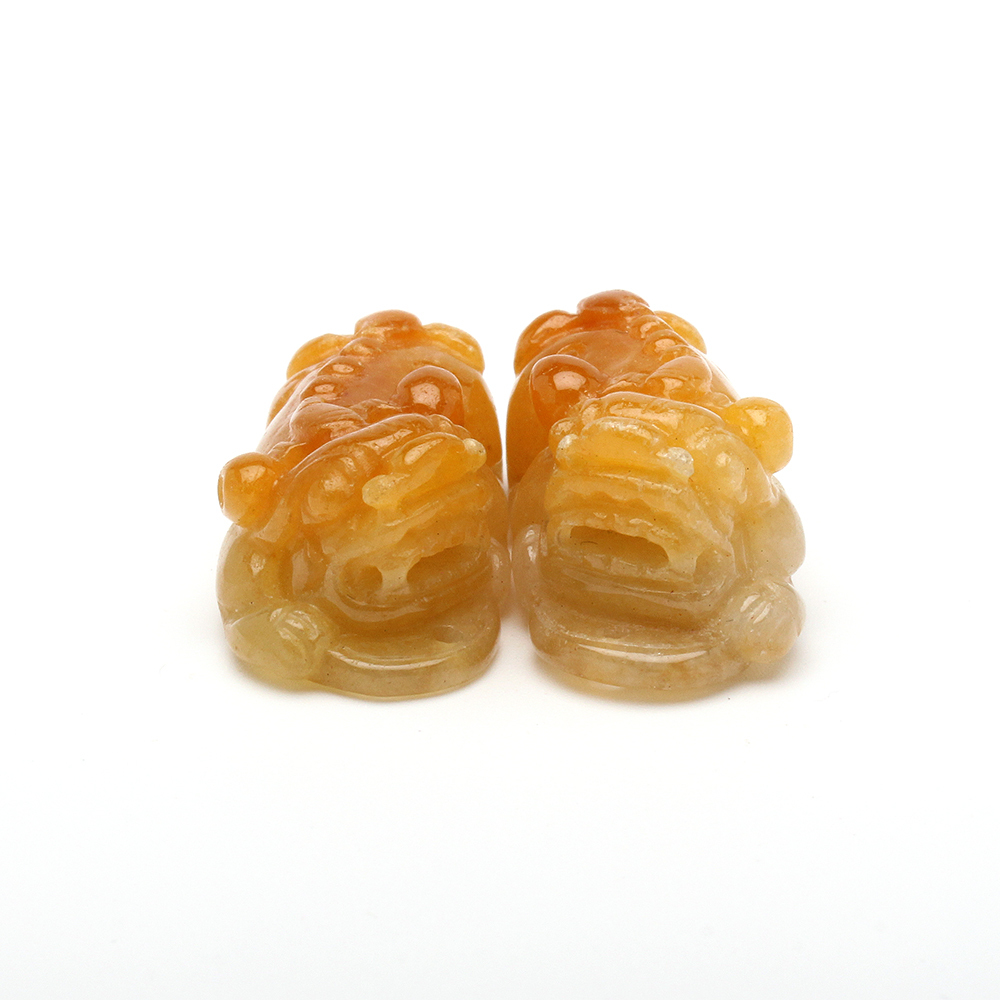 【雅紅珠寶】天然黃翡翠玉項鍊-招財貔貅一對-N0373