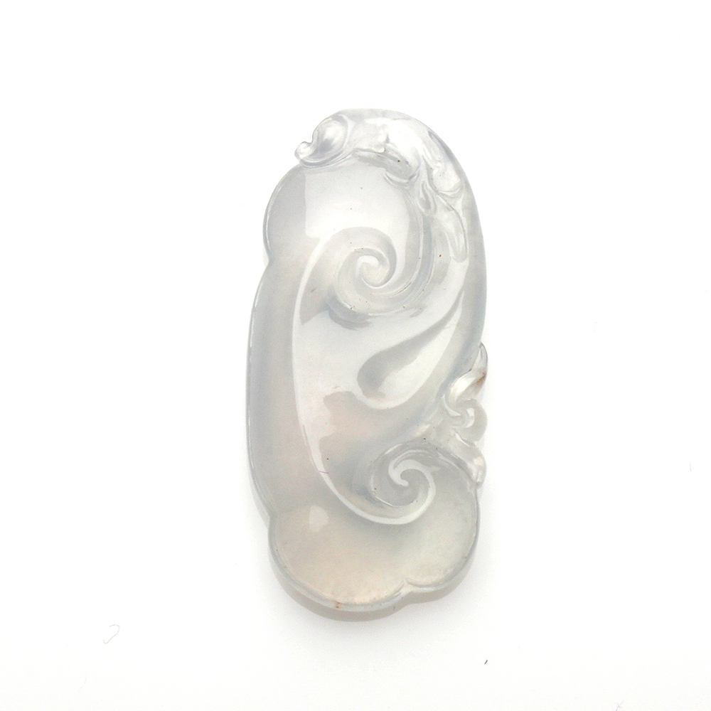 【雅紅珠寶】天然冰種白翡翠玉項鍊-如意-N0374