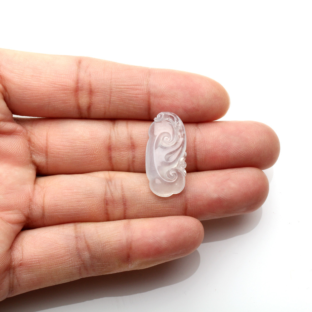 【雅紅珠寶】天然冰種白翡翠玉項鍊-如意-N0374