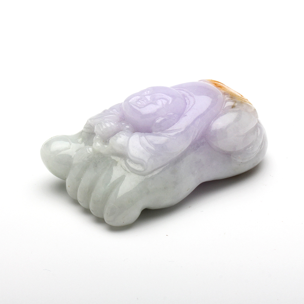 【雅紅珠寶】天然紫蘿蘭翡翠玉項鍊-知足常樂-N0375