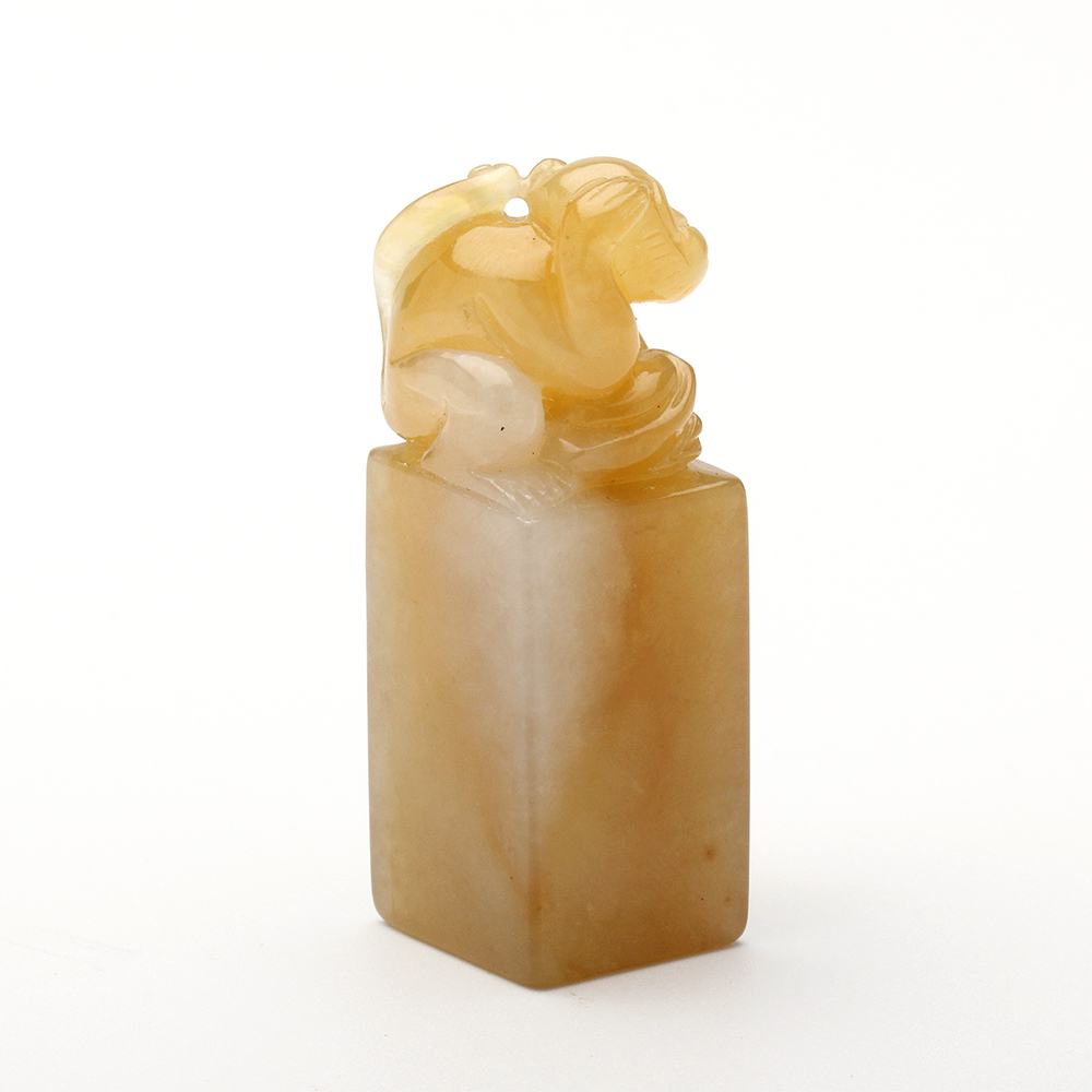 天然金黃翡翠玉開運印鑑-十二生肖-猴-靈猴獻寶-雅紅珠寶