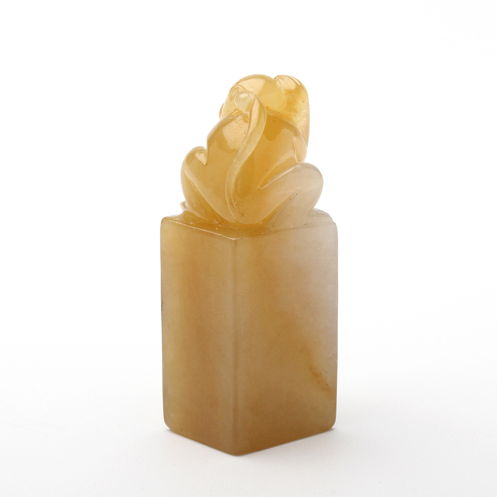 天然金黃翡翠玉開運印鑑-十二生肖-猴-靈猴獻寶-雅紅珠寶