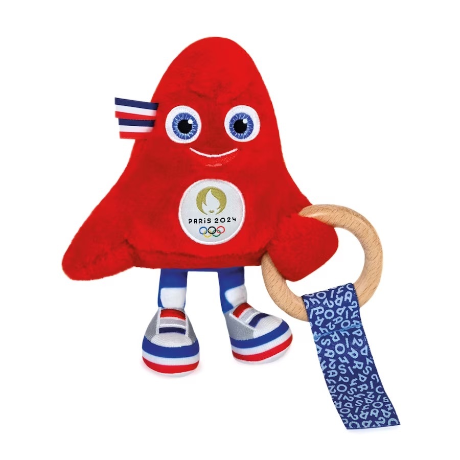 Paris 2024 Olympics Mascot Rattle With Wooden Ring