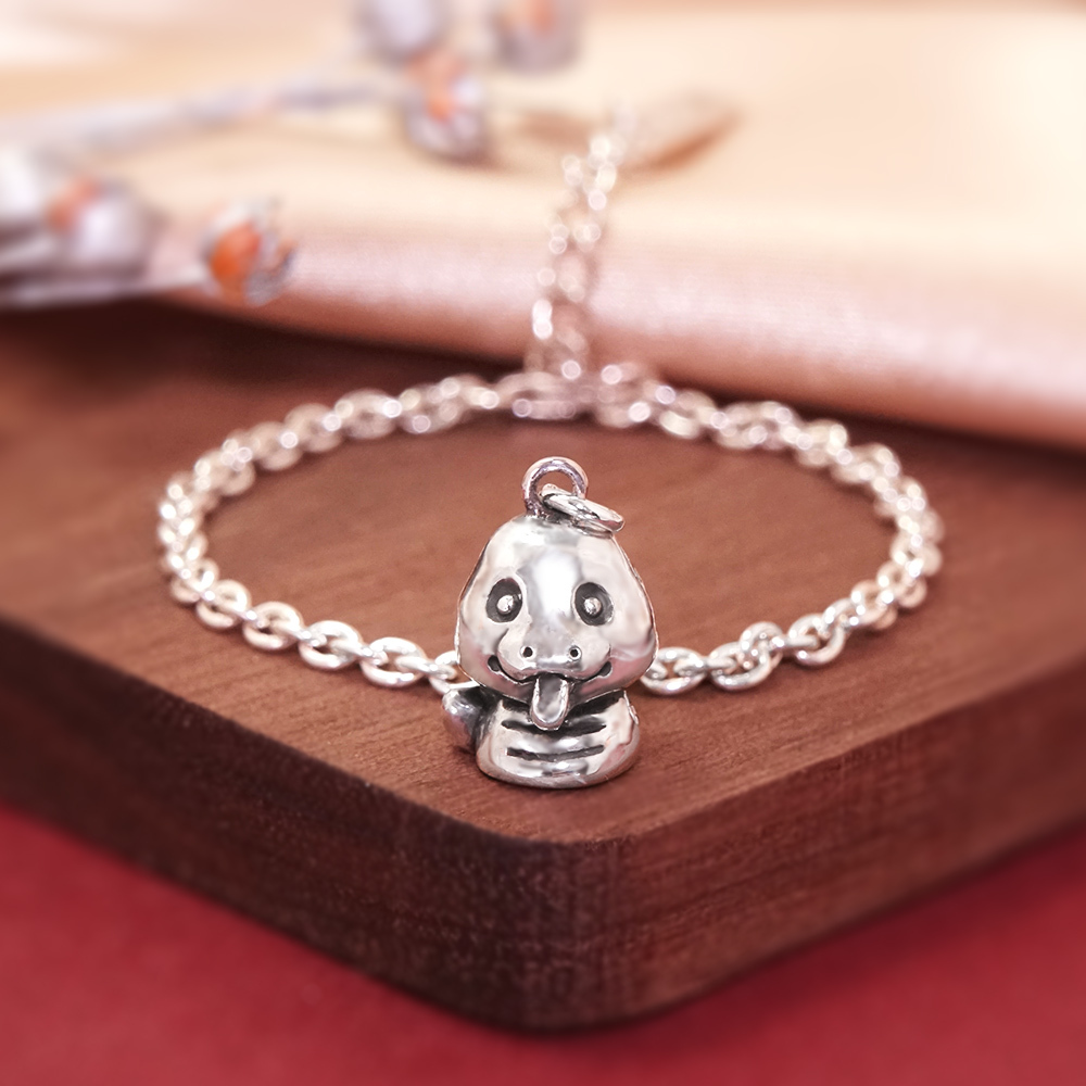 靈蛇之珠 蛇寶寶兒童手鍊(細版) 蛇年生肖送禮 925純銀手鍊