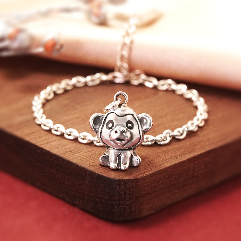 玉猴騰祥 猴寶寶兒童手鍊(細版) 猴年生肖送禮 925純銀手鍊