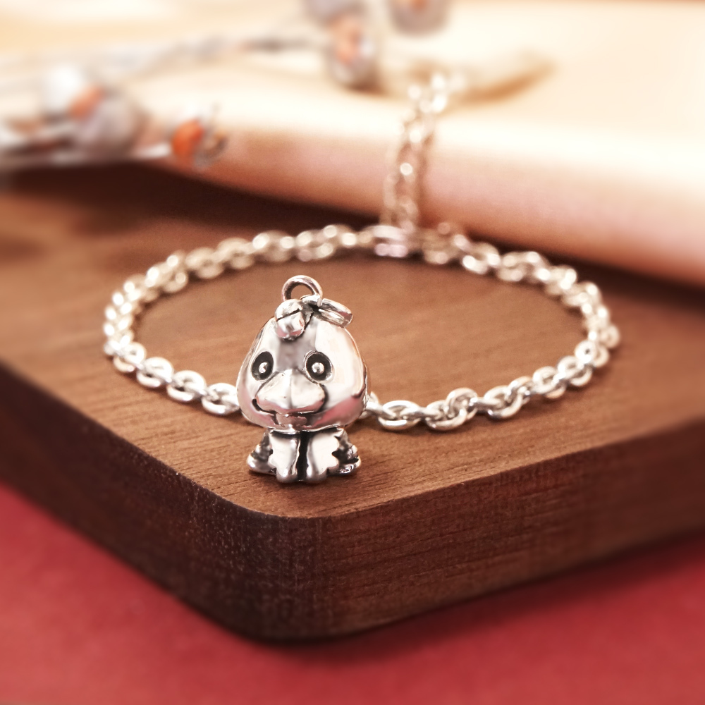 金雞報喜 雞寶寶兒童手鍊(細版) 雞年生肖送禮 925純銀手鍊